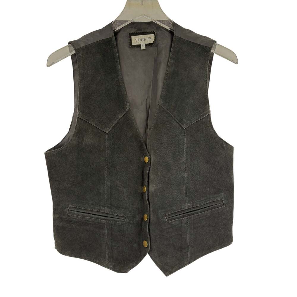 SANTA FE Leather Vest Size M 100% Leather Black
